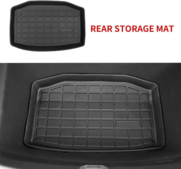 Trunk Mat Storage Mat TPE Cargo Liner Cargo Tray Storage Mat for 2023 2022 2021 Tesla Model 3 Accessories (2020+ Front Trunk Mat+ Rear Storage Mat+ Rear Trunk Mat)| Tesla Model 3 (2021-2023)