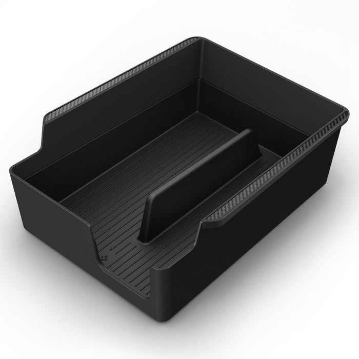 Center Console Organizer & Hidden Armrest with Smooth Slide Technology (Carbon Fiber) | Tesla Model 3/Y 2023/2022