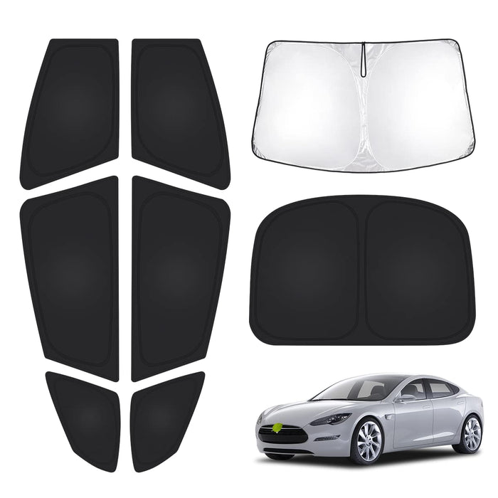 Tesla Model S 2015-2020 Sun Shades (Not fits Model S Plaid/Long Range) | Windshield & Rear & Side Windows Full Set (8pcs)