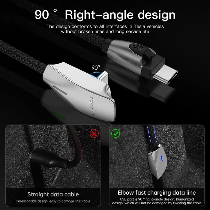60W Fast Charging Phone USB Cable (USB-C to Lightning/ USB-C to USB-C) | Tesla Model Y/3/X/S
