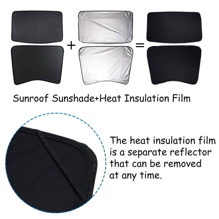 Tesla Model 3 2021-2023 Glass Roof Sunshade (Roof Sunshade Rear Window Sunshade + UV/Heat Insulation Film (Set of 4 Pieces)