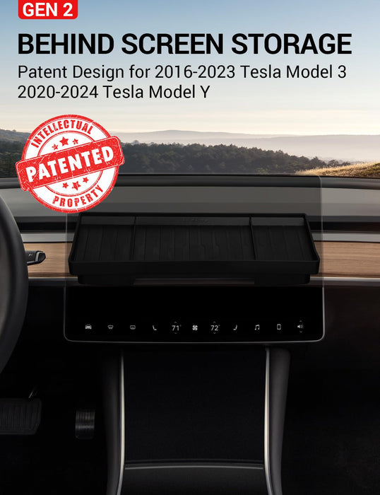 Tesla Behind Screen Storage Box Dashboard | Hidden Tray Sunglasses Holder for Model 3 Model Y Model S Model X2016-2024