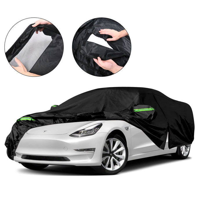 All-Weather Waterproof Car Cover (Zipper Door, Ventilated Mesh & Charging Port ) | Tesla Model X, Tesla Model 3, Tesla Model Y (2015-2024)