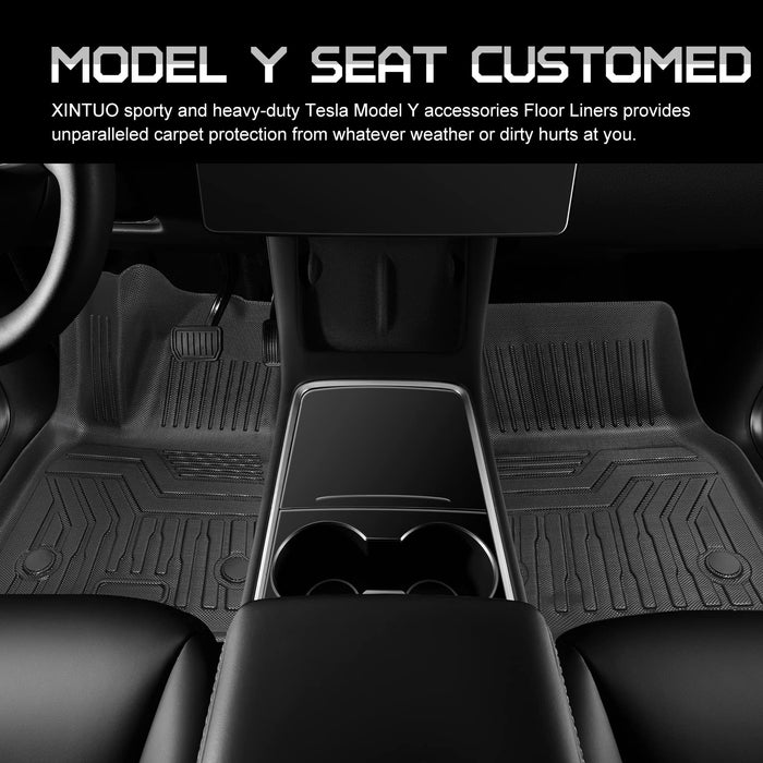 (6 Pack) Tesla Model Y Floor Mats 2023 2022 2021 2020 3D Full Cover Front Rear Trunk Mats Custom Fits Floor Liners | Tesla Model Y (Floor+Cargo+Trunk Mats)