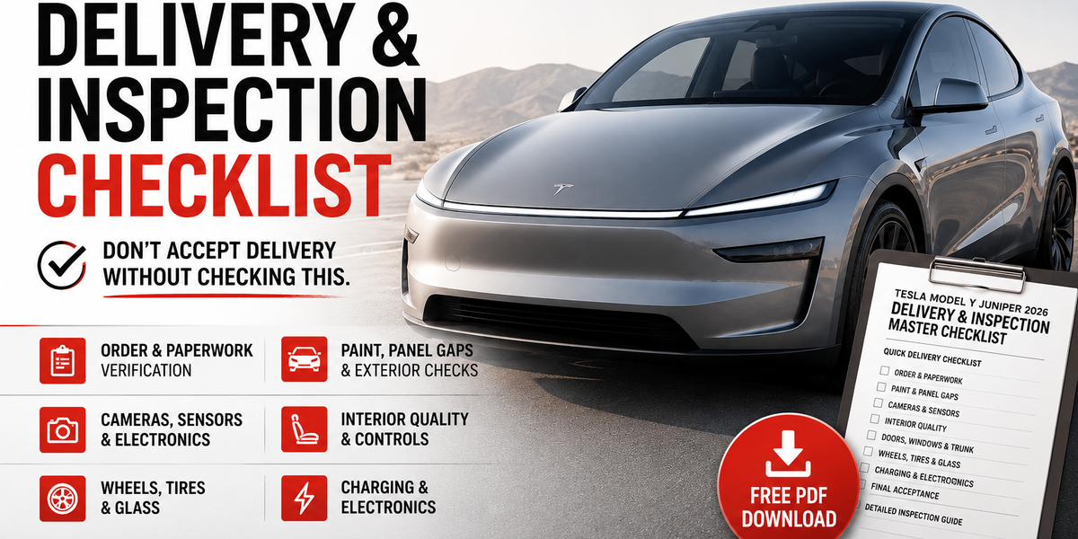 Free 2026 Tesla Model Y Juniper Delivery & Inspection Checklist PDF ...