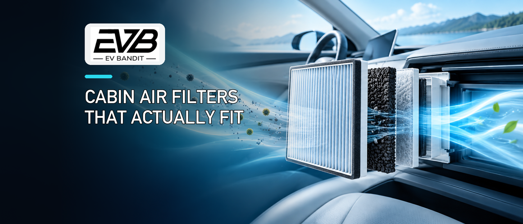 EV Bandit guide to cabin air filters that fit Tesla Model 3, Model Y, Model S, and Model X