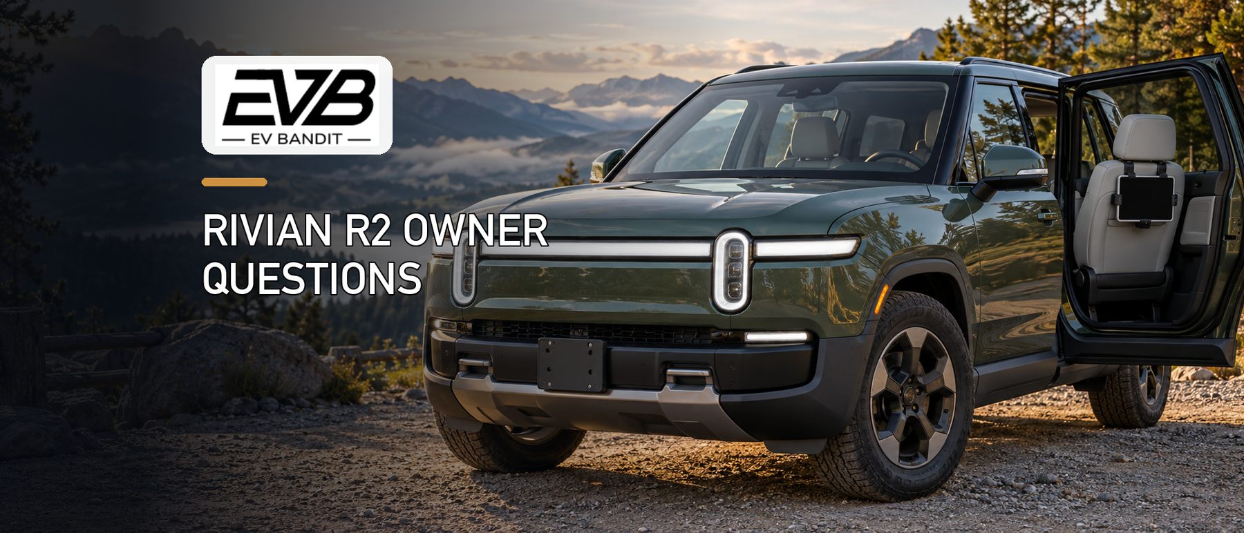 EV Bandit Rivian R2 owner guide to front plate mounts and back-seat device anchors