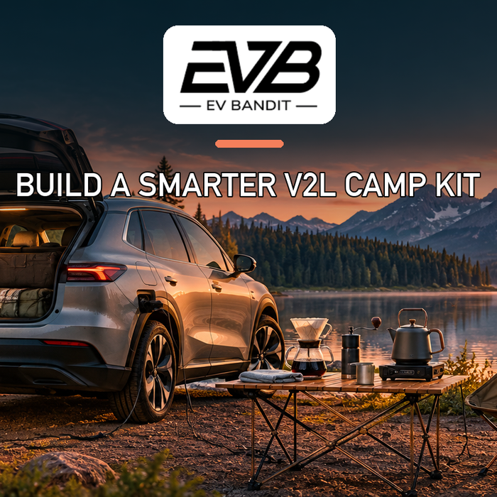 EV Bandit V2L camping guide for Model 3 and Model Y with practical gear that mostly needs no outlet