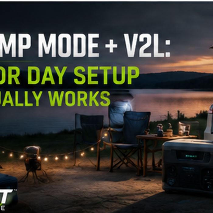EV Bandit Tesla Camp Mode and V2L Labor Day camping setup