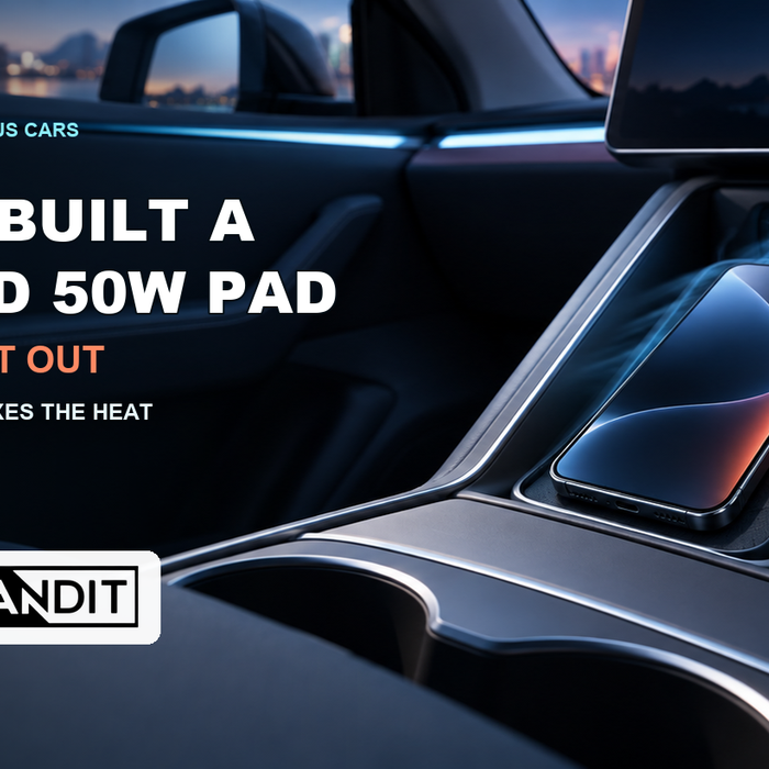 EV Bandit guide to Tesla's cooled 50W phone charger and heat-reducing wireless charging alternatives