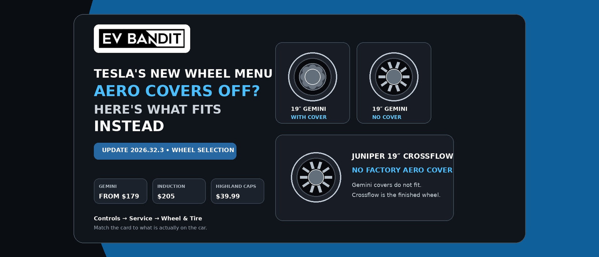 Tesla 2026.32.3 Wheel Selection: Aero Covers, Hub Caps & What Fits