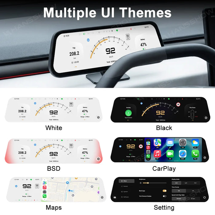 Cybertruck 9.6 inch Heads Up Display with Wireless CarPlay | No Disassembly Install for Tesla Cybertruck (2024+)