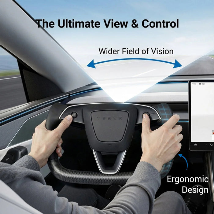 EV Bandit Carbon Fiber Heated Yoke Steering Wheel for Tesla Model 3 Highland & Model Y Juniper