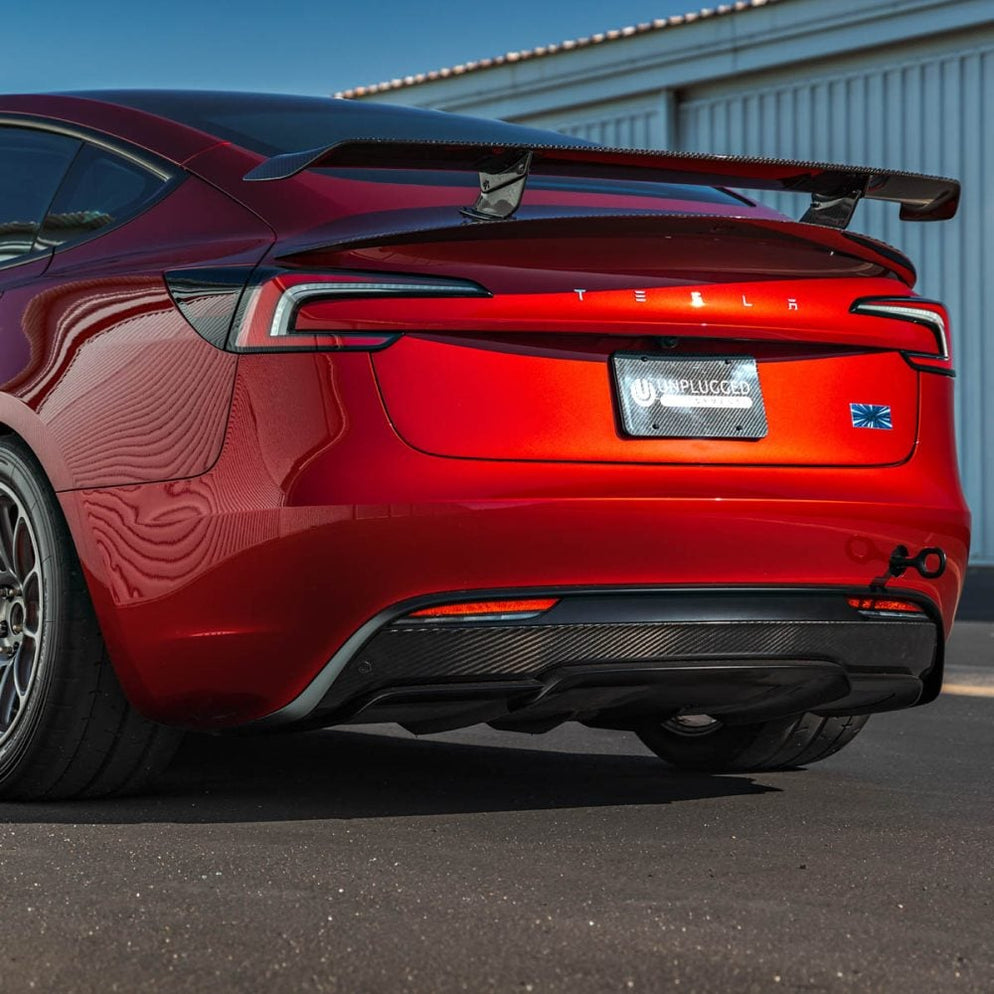 Tesla Model 3 (2024+) Carbon Fiber Rear Diffuser Trim | EV Bandit