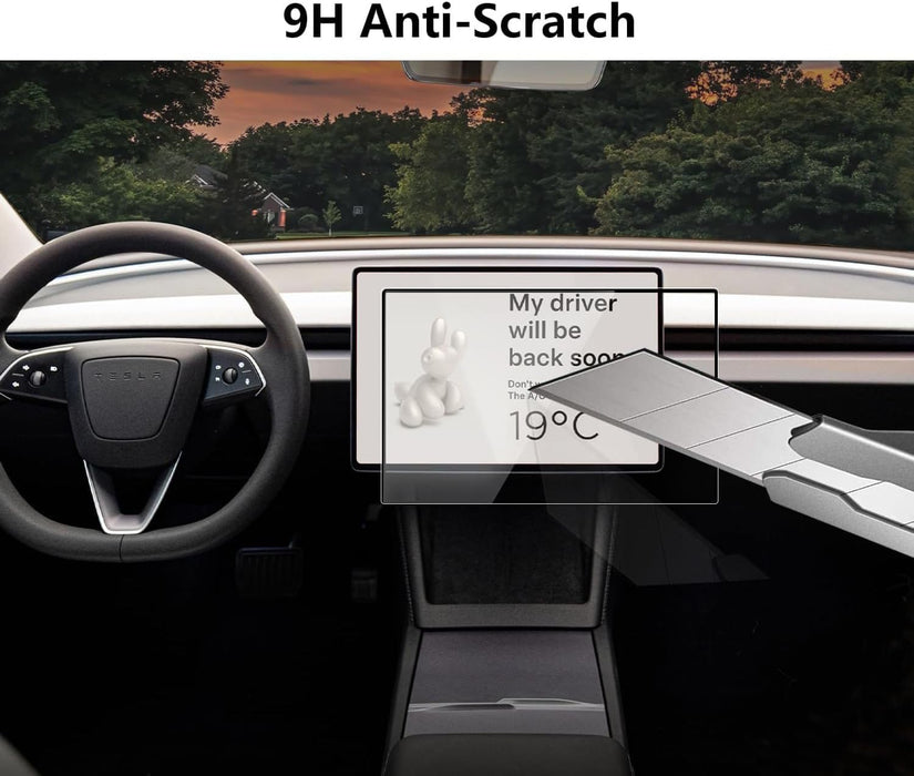 Tesla Model Y Juniper 2025-2026 & Model 3 Highland 2024-2025+ Matte Screen Protector – 2-Pack 15.4” Front & Rear 9H+ Tempered Glass, 16” Front Screen Protector Only, Anti-Glare & Fingerprint Dashboard Display Cover