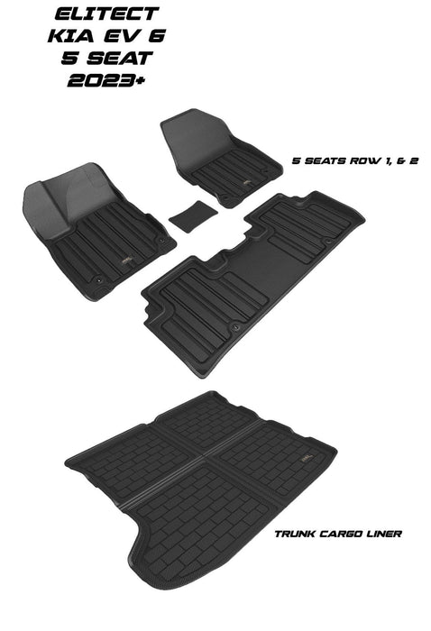 3D MAXpider Custom Fit All-Weather ELITECT Series LHD Floor Mats For KIA EV6 5 SEATS 2023