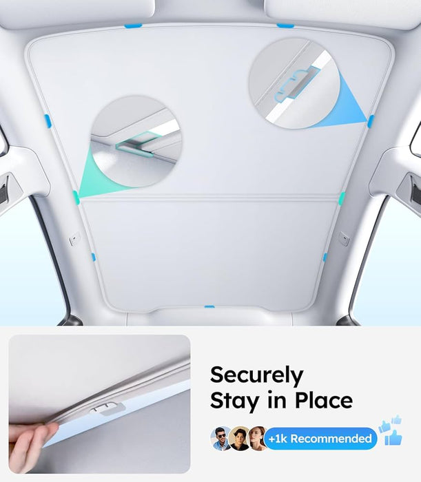 Parasol plegable con techo de cristal Juniper para Tesla Model Y, revestimiento de cristal de hielo y aislamiento térmico.