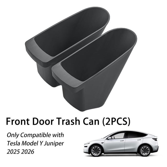 Tesla Model Y Juniper 2025-2026 Door Trash Can Set | 2-Pack Front Door Storage Bins for Driver & Passenger | Interior Garbage Organizer Accessory