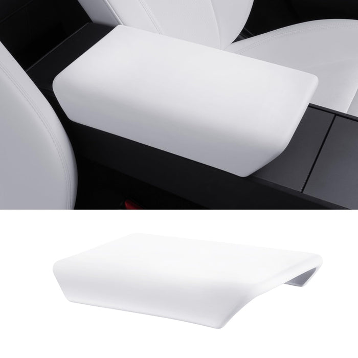 Tesla Model 3/Y/S/X Center Console Armrest Cover - Non-Slip TPE Protector, White (2016-2024)