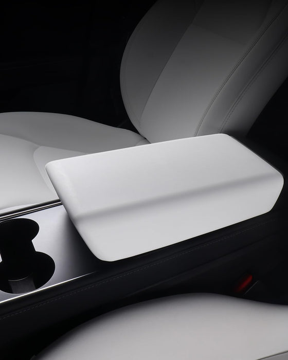 Tesla Model 3/Y/S/X Center Console Armrest Cover - Non-Slip TPE Protector, White (2016-2024)