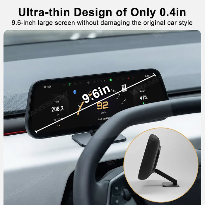 Cybertruck 9.6 inch Heads Up Display with Wireless CarPlay | No Disassembly Install for Tesla Cybertruck (2024+)