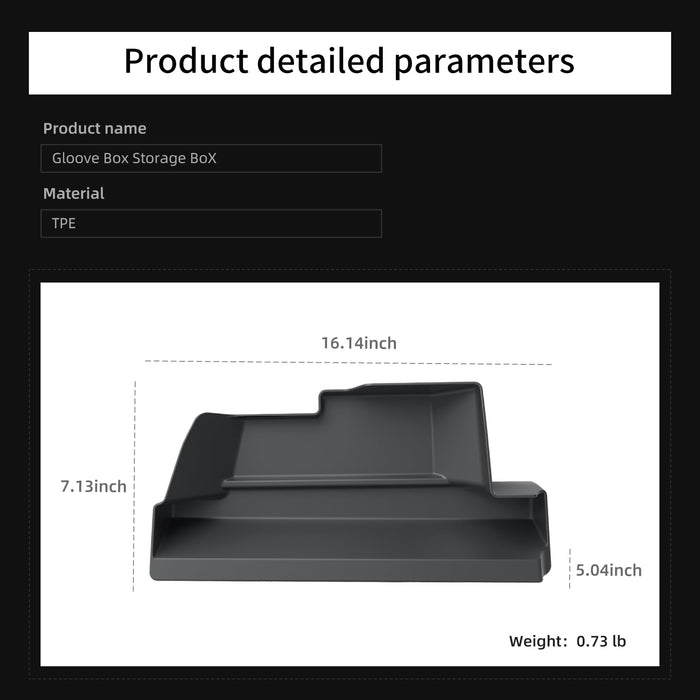 Glove Box Organizer for Tesla Model Y Juniper 2025-2026 | TPE Storage Tray Drawer | Interior Accessories | Black