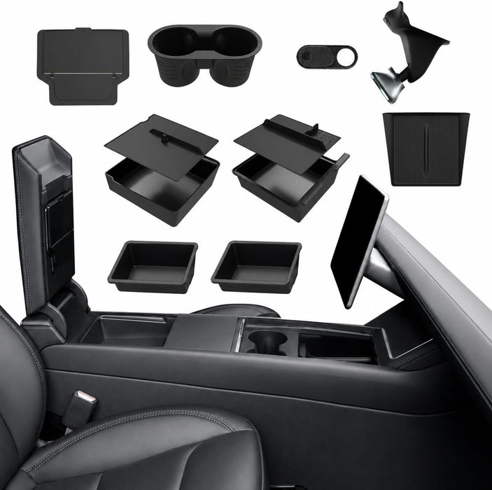 Foronetry 10-Piece Center Console Organizer for 2025-2026 Tesla Model Y Juniper Premium & Performance Black