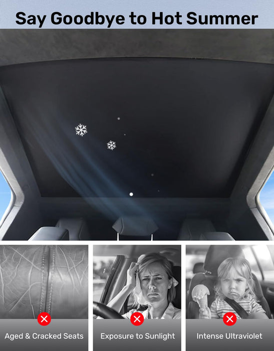 Tesla Cybertruck Roof Sun Shade - No Gaps, No Sag, Foldable Heat Insulation & Privacy Protection