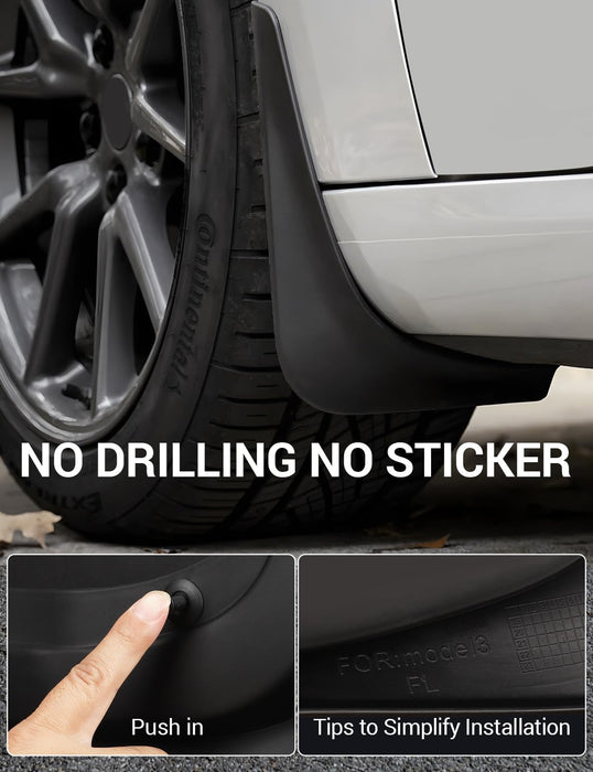 Tesla Model 3 Highland 2024-2025 Mud Flaps - No Drilling, All-Weather Splash Guards (Set of 4)