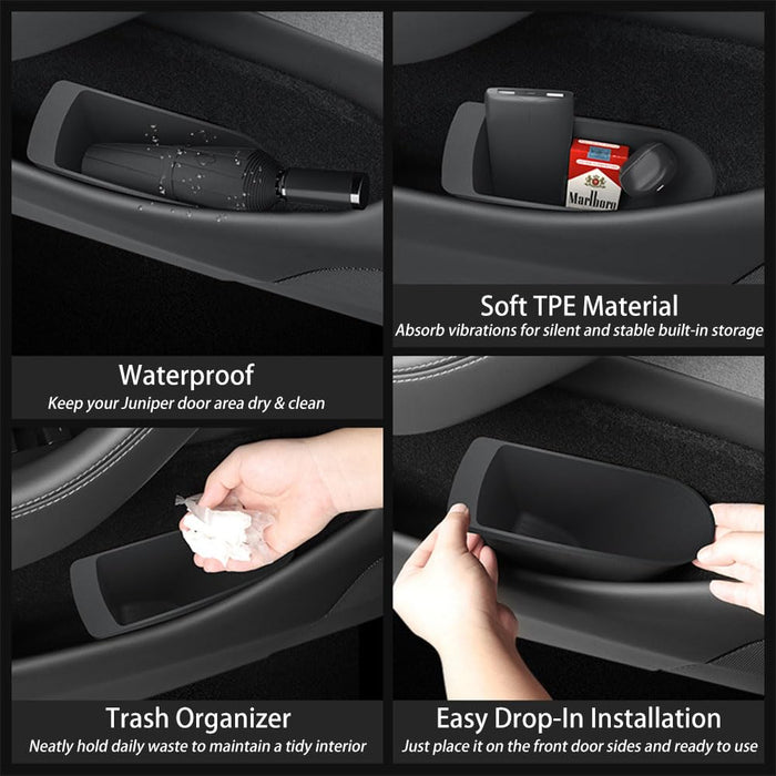 Tesla Model Y Juniper 2025-2026 Door Trash Can Set | 2-Pack Front Door Storage Bins for Driver & Passenger | Interior Garbage Organizer Accessory