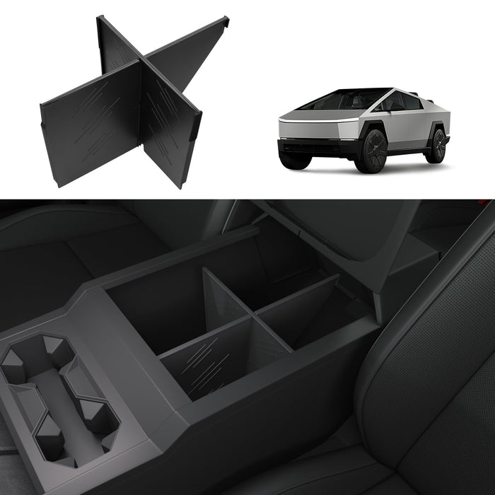 2024-2025 Tesla Cybertruck Lower Center Console Organizer Tray - TPE Floor Console Storage Box Interior Accessory