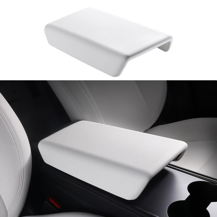 Tesla Model 3/Y/S/X Center Console Armrest Cover - Non-Slip TPE Protector, White (2016-2024)