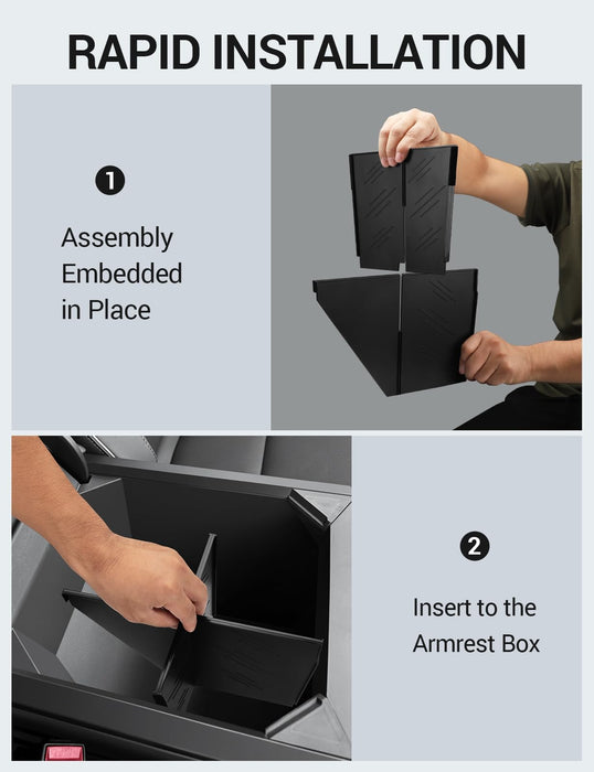 2024-2025 Tesla Cybertruck Lower Center Console Organizer Tray - TPE Floor Console Storage Box Interior Accessory