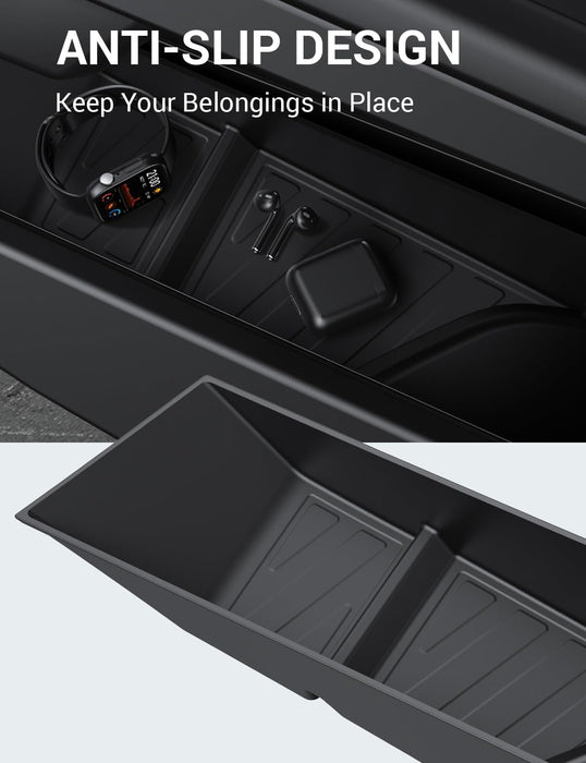 2024-2025 Tesla Cybertruck Lower Center Console Organizer Tray - TPE Floor Console Storage Box Interior Accessory