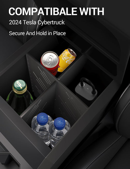 2024-2025 Tesla Cybertruck Lower Center Console Organizer Tray - TPE Floor Console Storage Box Interior Accessory