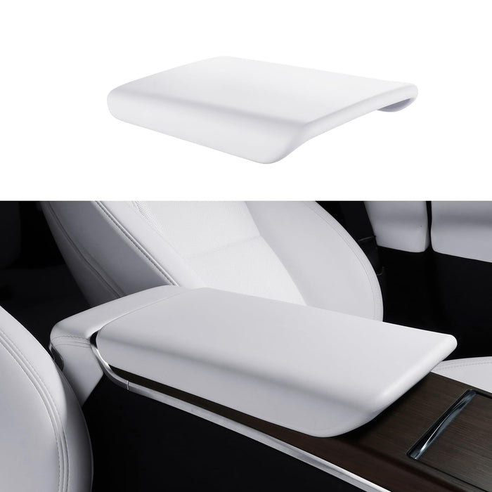 Tesla Model 3/Y/S/X Center Console Armrest Cover - Non-Slip TPE Protector, White (2016-2024)