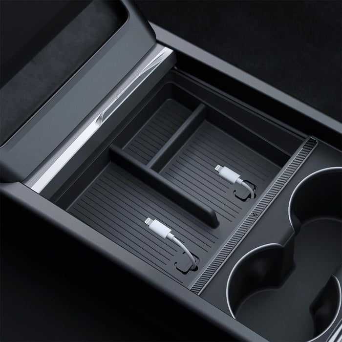 Center Console Organizer [Non-Slide] Carbon Edition for Tesla Model 3 Highland 2024-2025 Refresh