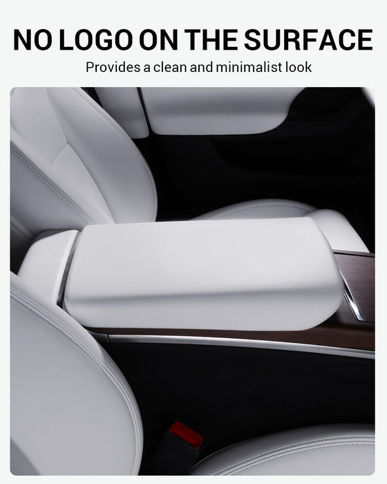 Tesla Model 3/Y/S/X Center Console Armrest Cover - Non-Slip TPE Protector, White (2016-2024)