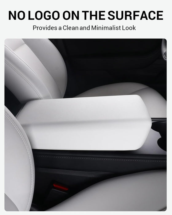 Tesla Model 3/Y/S/X Center Console Armrest Cover - Non-Slip TPE Protector, White (2016-2024)