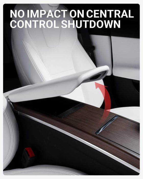 Tesla Model 3/Y/S/X Center Console Armrest Cover - Non-Slip TPE Protector, White (2016-2024)