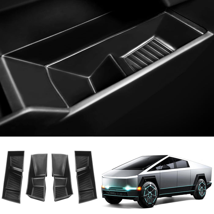 Tesla Cybertruck 2024-2025 Door Side Storage Box - 4PCS TPE Front & Rear Door Insert Trays, Black