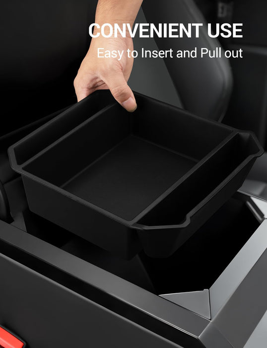 2024-2025 Tesla Cybertruck Lower Center Console Organizer Tray - TPE Floor Console Storage Box Interior Accessory