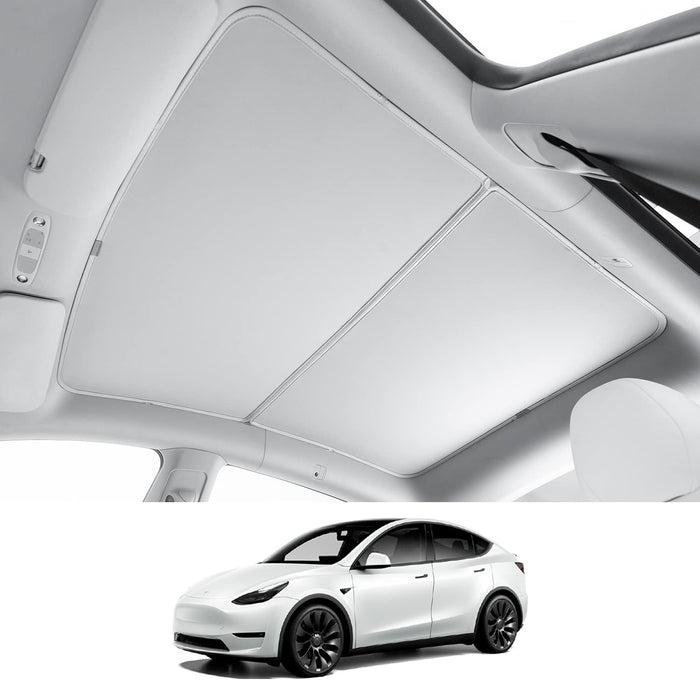 Non-Sag Glass Roof Sunshade with Storage Bag, Foldable Sunroof Shade with Heat Insulation Cover | 2021-2024 Model Y