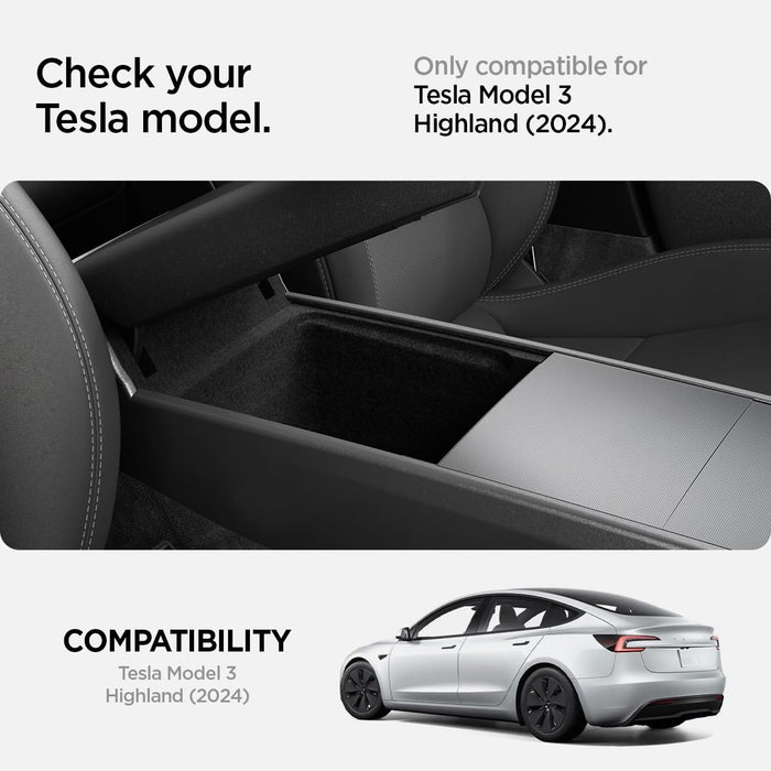 Center Console Organizer [Non-Slide] Carbon Edition for Tesla Model 3 Highland 2024-2025 Refresh