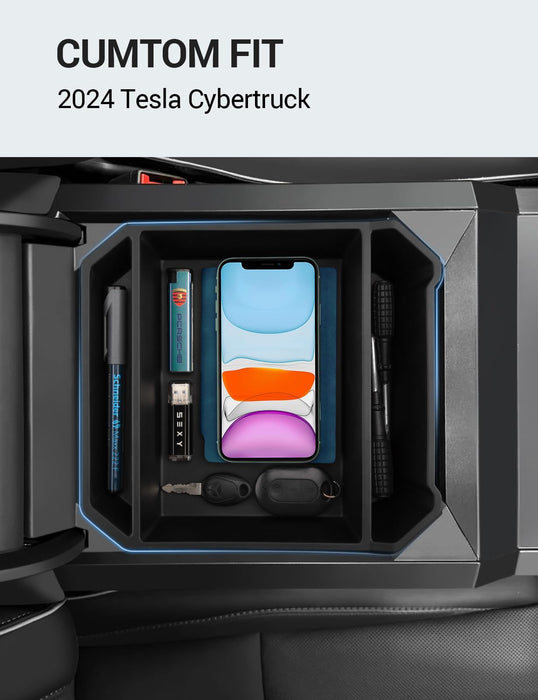 2024-2025 Tesla Cybertruck Lower Center Console Organizer Tray - TPE Floor Console Storage Box Interior Accessory