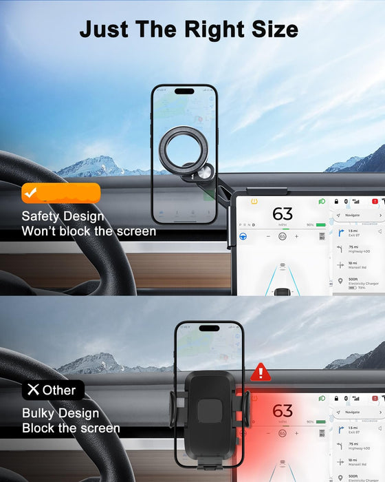 MagSafe Phone Mount for Tesla 2024 - No Glue Magnetic Holder for Model 3/Y/S/X/Cybertruck Dash