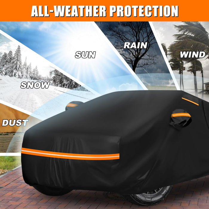 Waterproof Car Cover for Tesla Cybertruck - 6-Layer All-Weather Protection with Zipper Door & Windproof Bands