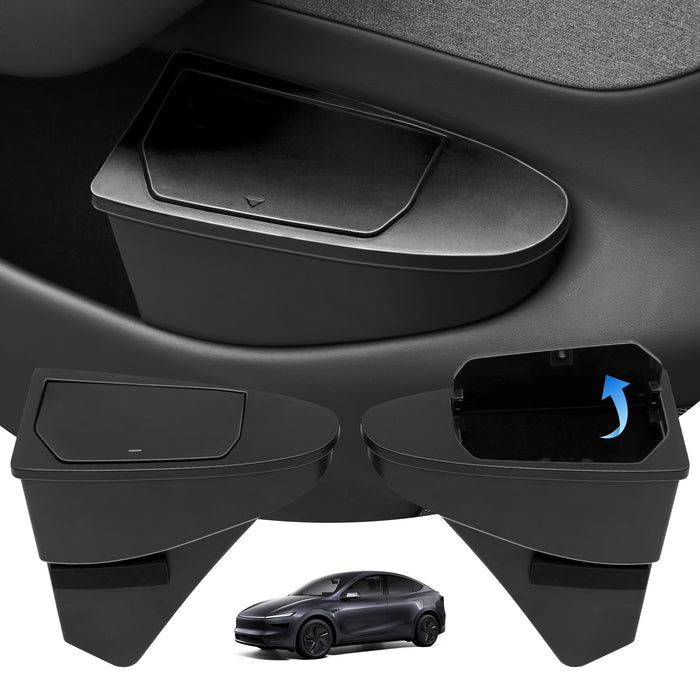 Door Built-In Trash Can for Tesla Model Y Juniper 2026 | Front Seat Push-Open Lid Garbage Bin | Waterproof ABS Door Organizer Insert Accessory