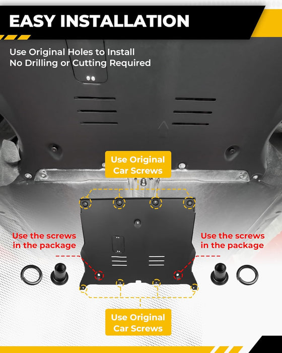 Aluminum Front Skid Plate | Underbody Engine Guard for Tesla Model 3 2017-2026 & Model Y 2020-2026 — 2.5mm Powder-Coated with Sound Insulation