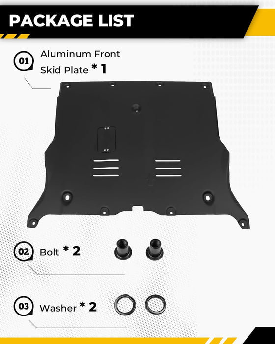 Aluminum Front Skid Plate | Underbody Engine Guard for Tesla Model 3 2017-2026 & Model Y 2020-2026 — 2.5mm Powder-Coated with Sound Insulation